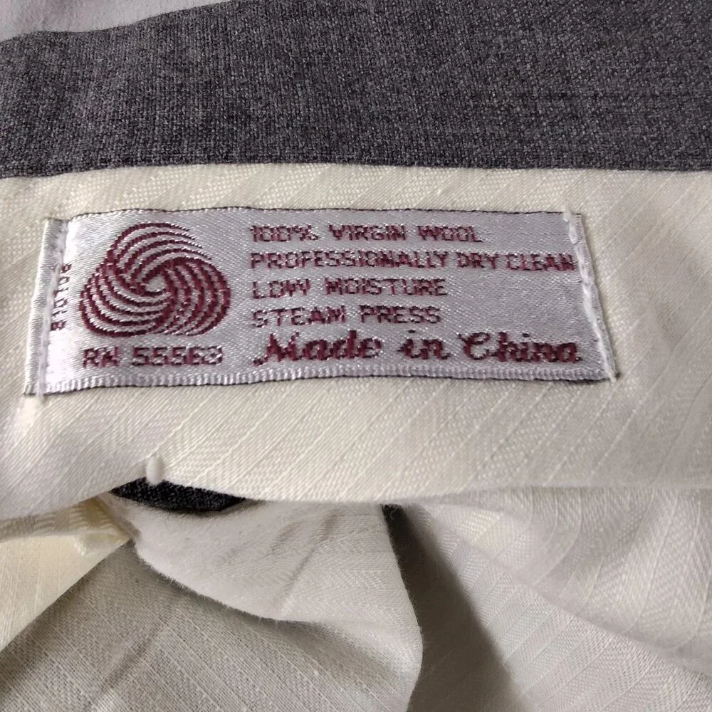 Vintage Cordovan & Grey Wool Dress Pants 40 Gray Pleated Front RN55563